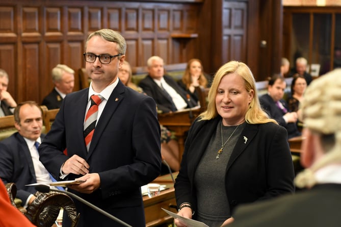 Juan Watterson and Dr Michelle Haywood pictured being sworn in during the first sitting of the new administration following the 2021 general election - 