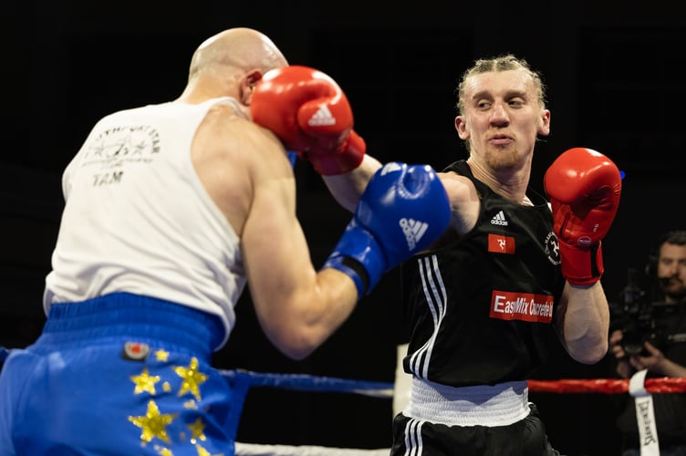 Manx ABC's Tom Murray claimed a comfortable unanimous win over Tam Seddon from Southport ABC (Photo: 3 Legs Photography/Joe Ricciardi)