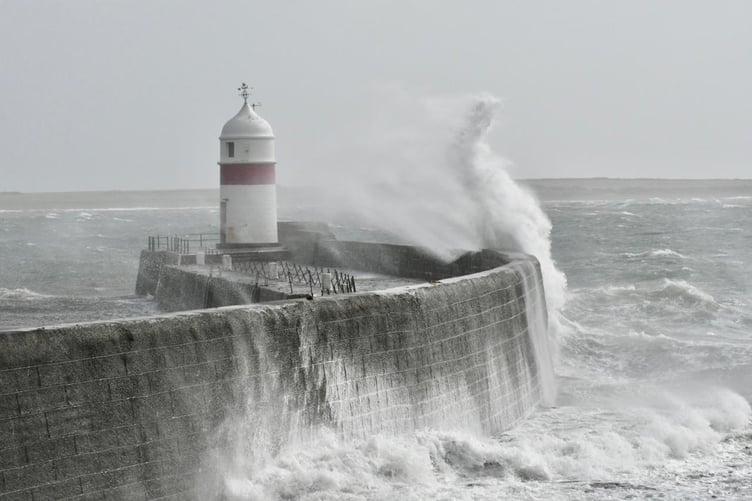 High tide in Castletown this morning