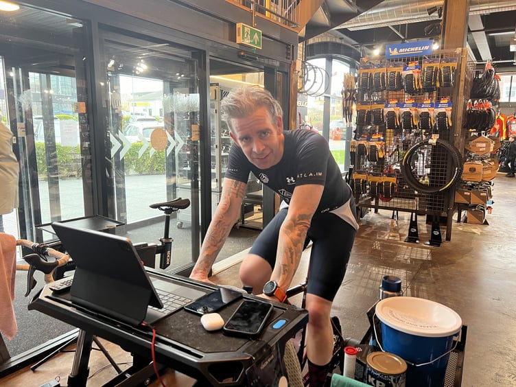 Martin Hall, CEO of Atla Group, rode 715km non-stop on a static bike in Cycle 360, the same length as team Expedition Limitless 2024 are canoeing in Canada.