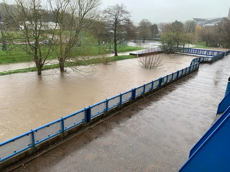 The NSC have released this image with their latest statement showing the river water remaining high