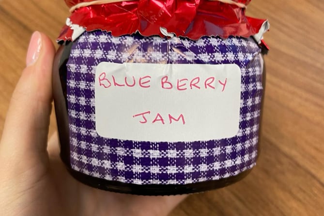 The homemade blueberry jam