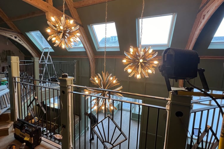 The view from the upstairs balcony overlooking the main foyer