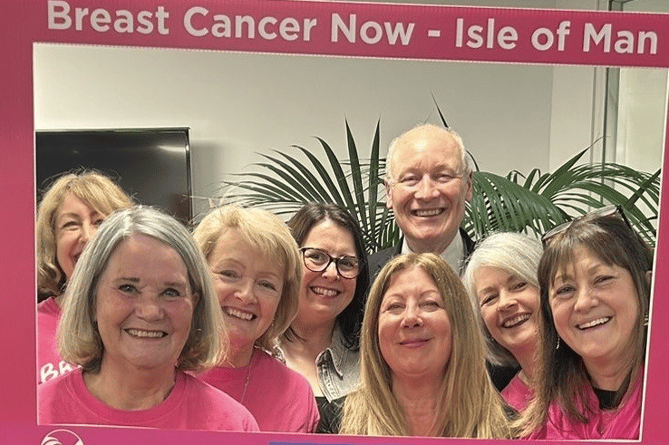 Breast Cancer Now volunteers with Lieutenant Governor John Lorimer and Sarah Maltby MHK (fourth left)