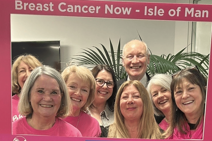 Breast Cancer Now volunteers with Lieutenant Governor John Lorimer and Sarah Maltby MHK (fourth left)