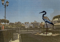 A 26ft tall statue of a heron could be placed on a harbour in the Isle of Man