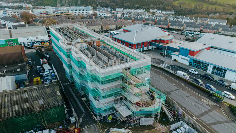 Aerial view of work on the former Nurses' Home
