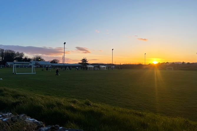 Sunset over Castletown Stadium
