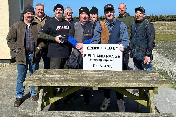 Prizewinners in the second round of the Down the Line summer league at Ayre Clay Target Club’s Blue Point range