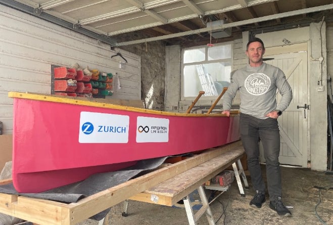 Martin Malone and his handmade canoe 
