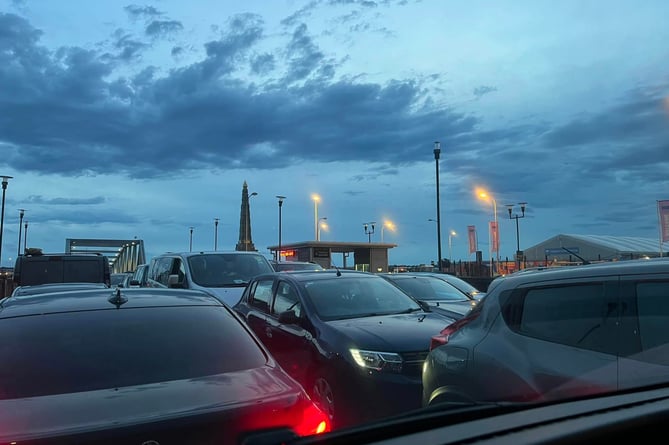 Passengers queued for hours waiting to get on the delayed Manannan sailing