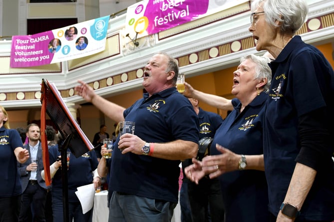 The official opening of the 2024 CAMRA Isle of Man Beer and Cider Festival in the Villa Marina Royal Hall - the âStar Shanty Singersâ
