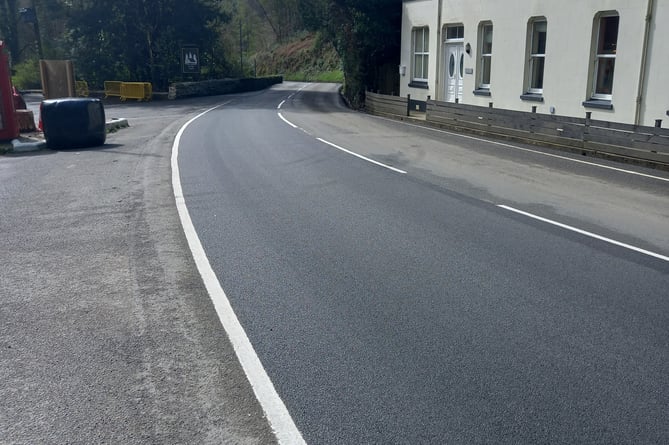 The road after being resurfaced at Glen Helen, an iconic spot on the TT Course