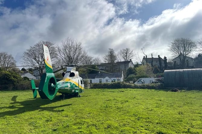 The air ambulance landed at Glen Maye