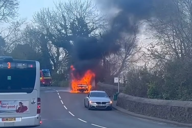 Car fire near Glen Mona on Tuesday evening