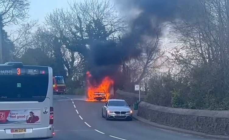Car fire near Glen Mona on Tuesday evening