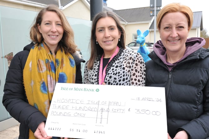 Amy Howse (left), sound therapist and yoga practitioner at Soundology, presents a cheque for £350 to Sarah Cubbon (centre), Community Fundraiser at Hospice Isle of Man. On the right is Wendy Ranft-Gerber, a qualified health and cancer coach and specialist yoga for cancer teacher who owns and runs Health & Balance. The money raised was from a free health and wellbeing class held at Crosby Methodist Church Hall in support of World Cancer Day.