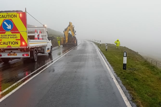 Road works on the A18 Mountain Road between the Creg Ny Baa and the Bungalow