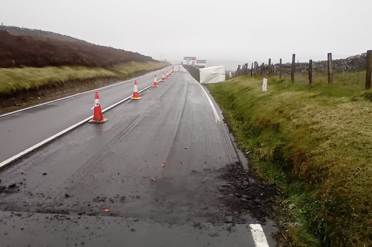 Road works on the A18 Mountain Road between the Creg Ny Baa and the Bungalow