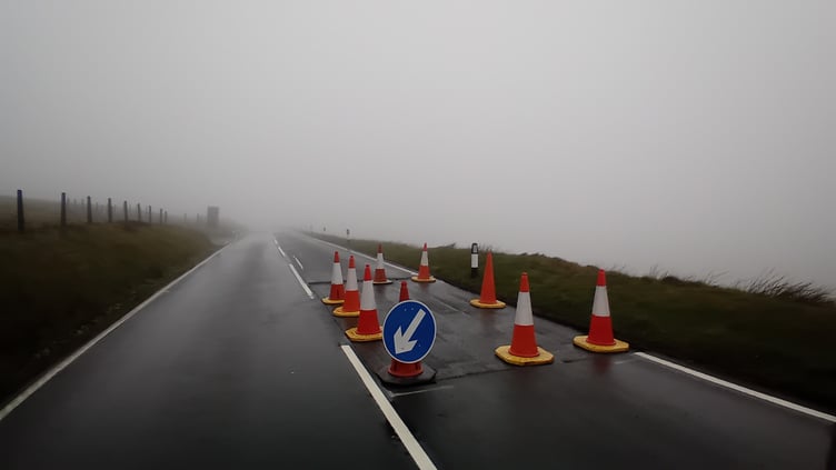 Road works on the A18 Mountain Road between the Creg Ny Baa and the Bungalow