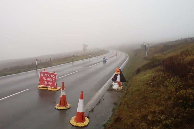 Road works on the A18 Mountain Road between the Creg Ny Baa and the Bungalow