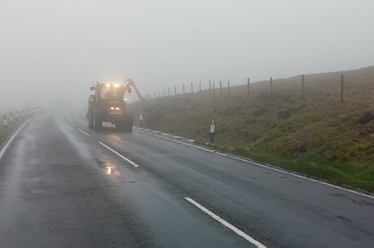 Road works on the A18 Mountain Road between the Creg Ny Baa and the Bungalow