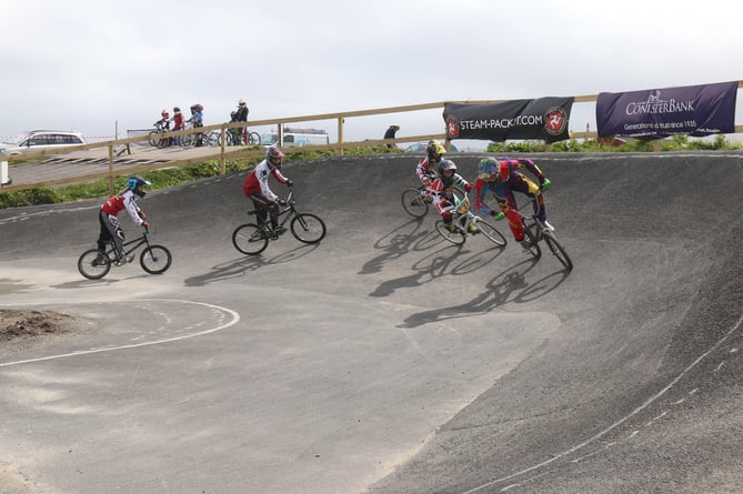 BMX racing on track at Mooragh Promenade Ramsey for Mel story about the BMX track at Ramsey.