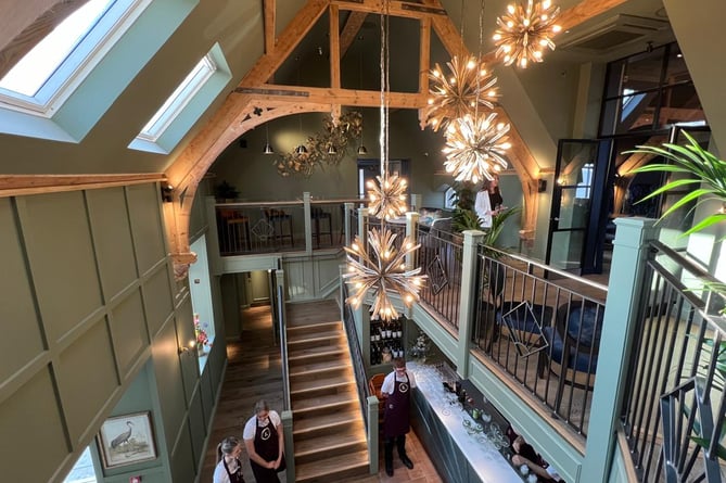 The main foyer area and stairs at the new Kellas bar and restaurant in Port St Mary