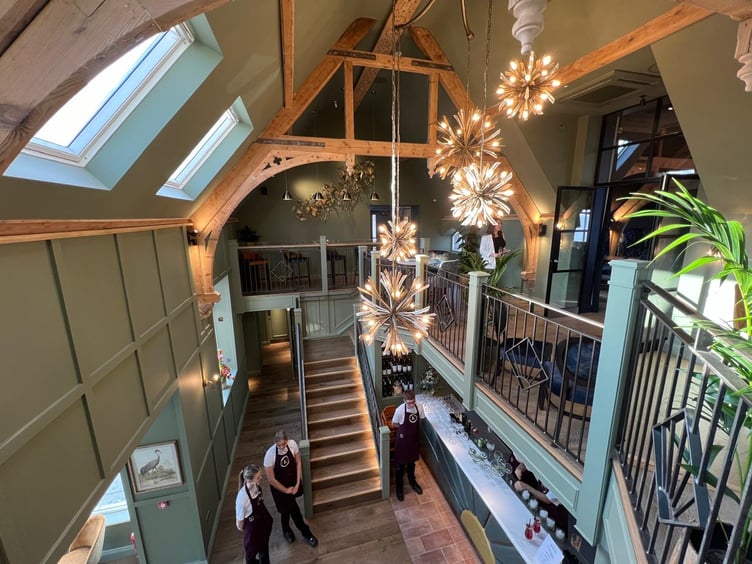 The main foyer area and stairs at the new Kellas bar and restaurant in Port St Mary