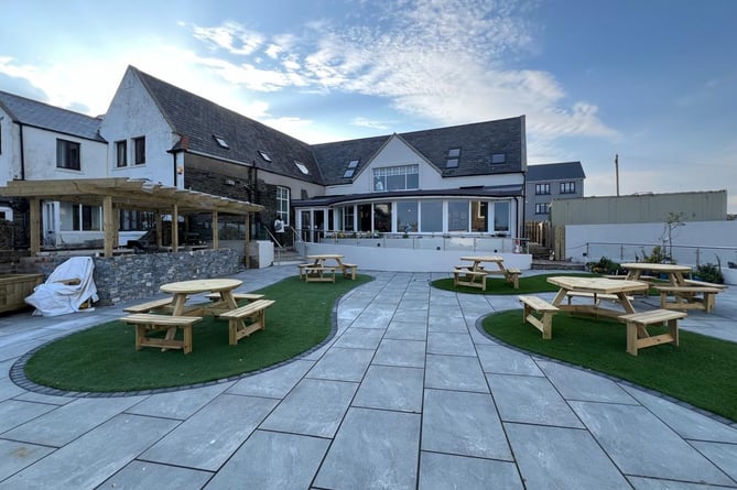 The outside bench area at the new Kellas bar and restaurant in Port St Mary