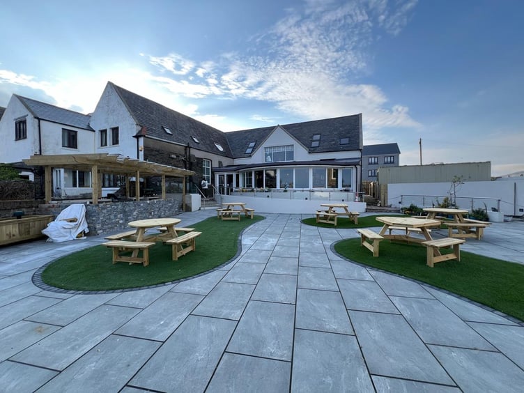 The outside bench area at the new Kellas bar and restaurant in Port St Mary