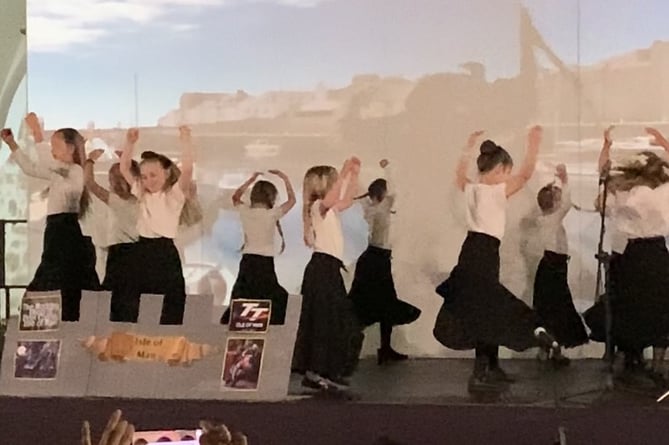 Year 2 pupils from Med High in Cyprus perform Manx dancing