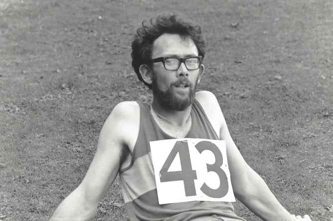 A youthful Joe getting his breath back after a race in the 1960s 