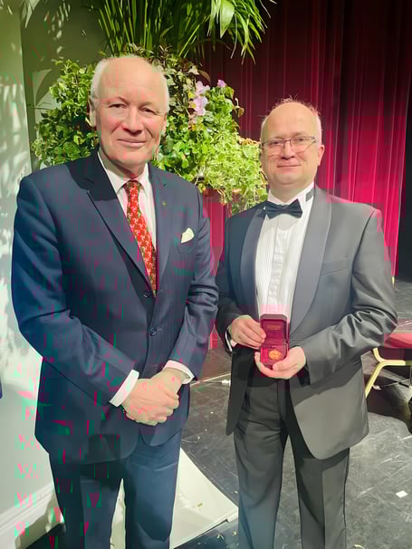 The Guild's Cleveland Medal winner Neil Taverner (left) with the Lieutenant Governor Sir John Lorimer