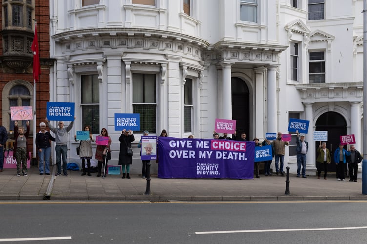 Dignity in Dying campaigners outside Tynwald