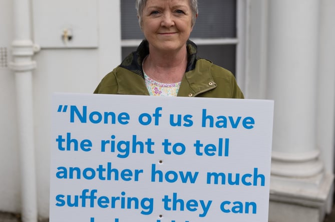 Dignity in Dying campaigners outside the Tynwald building on Tuesday