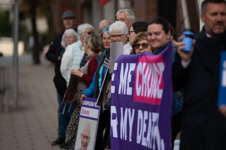 Dignity in Dying campaigners outside Tynwald