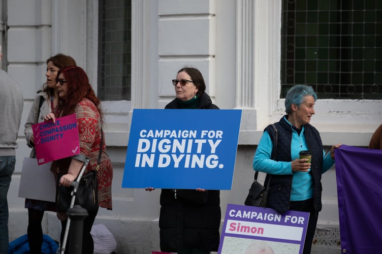 Dignity in Dying campaigners outside Tynwald