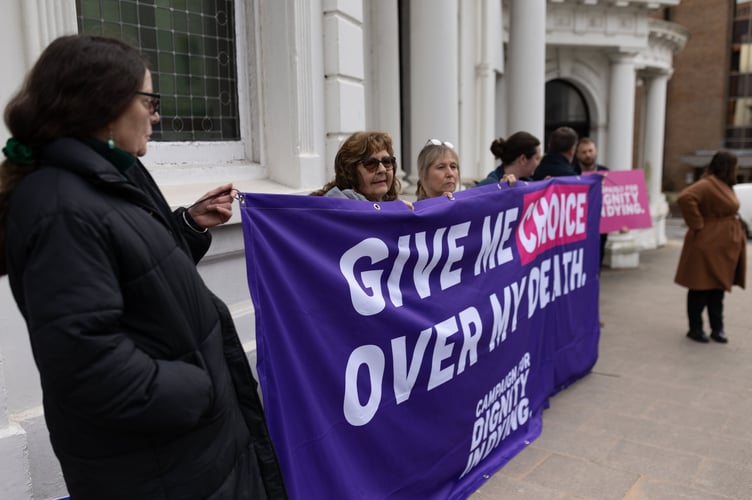 Dignity in Dying campaigners outside Tynwald