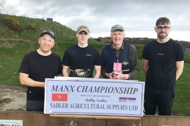 Prizewinners in Isle of Man Clay Pigeon Shooting Club’s Olympic skeet championship: (left to right) Jeff Corkill, Michael Cross, Dave Corlett and Ted Davis