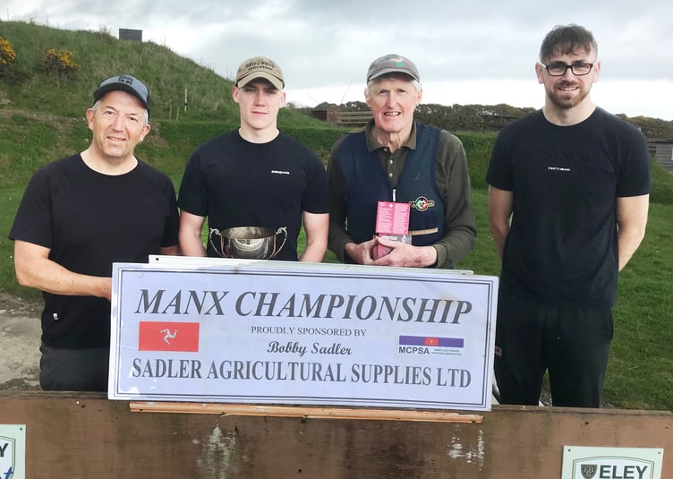 Prizewinners in Isle of Man Clay Pigeon Shooting Club’s Olympic skeet championship: (left to right) Jeff Corkill, Michael Cross, Dave Corlett and Ted Davis