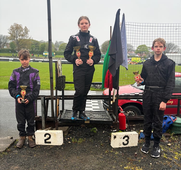 The Mike's Motors junior rods podium: (left to right) Macaulay Teare, winner Anna Savino and Aidan O'Boyle