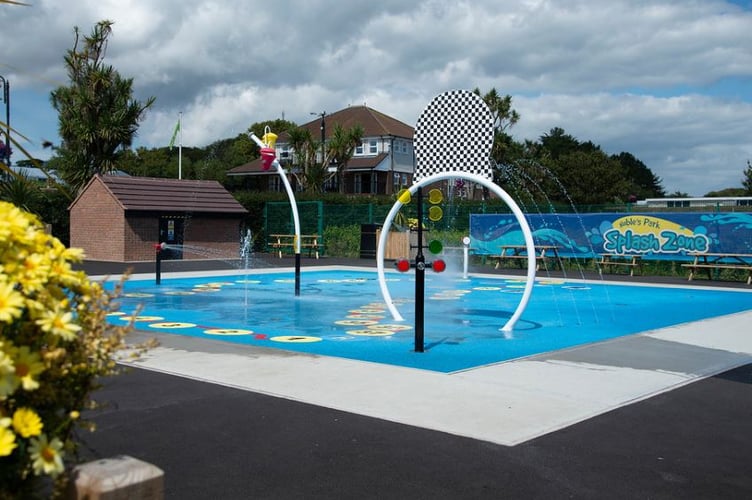 The children's splash zone in Noble's Park
