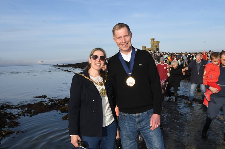A guided walk to the Tower of Refuge - mayor of Douglas Natalie Byron-Teare