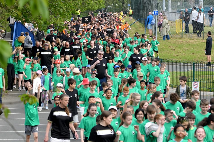 Youngsters parade around at the start of the 2024 Manx Youth Games