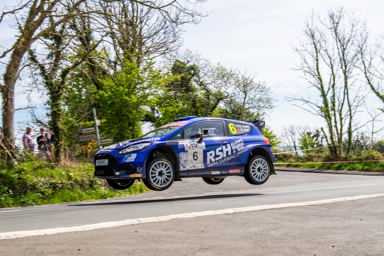 Hugh Hunter and local co-driver Rob Fagg completed the podium in third place in their Ford Fiesta Rally 2 (Photo: Mark Corlett)