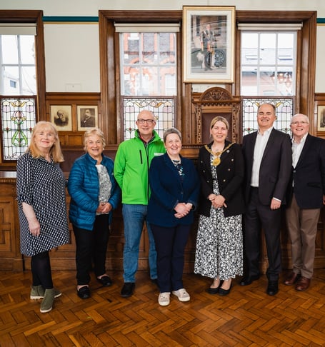Douglas Mayor Natalie Byron-Teare with members of her three nominated charities