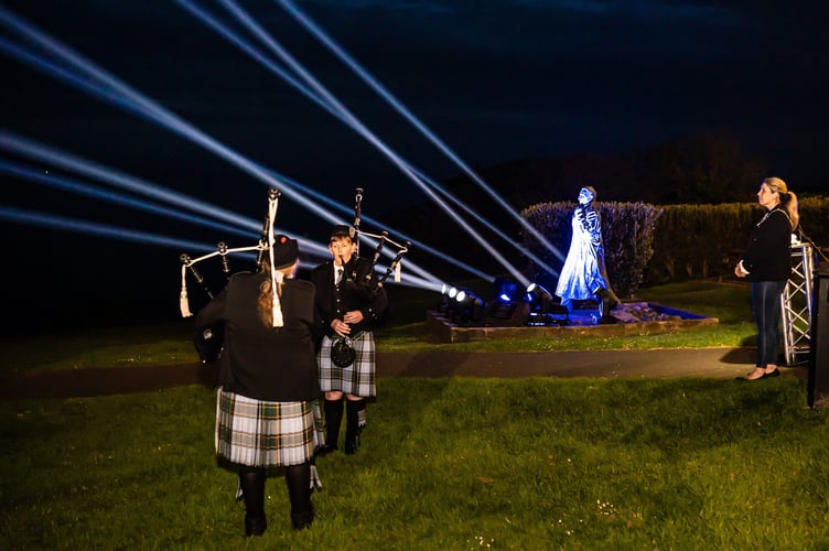 Ellan Vannin Pipes performed at the event in a fitting tribute to former Douglas resident Sir William Hillary