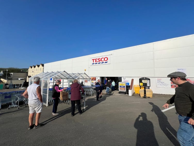 Outside the front of the new Port Erin Tesco store