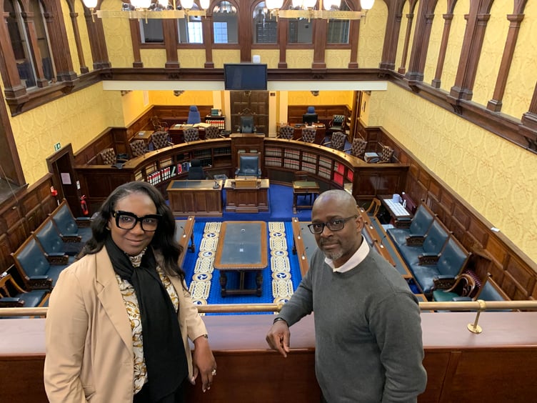 House of Assembly of the British Virgin Islands clerk Bethsaida Smith and deputy clerk Linton Leonard